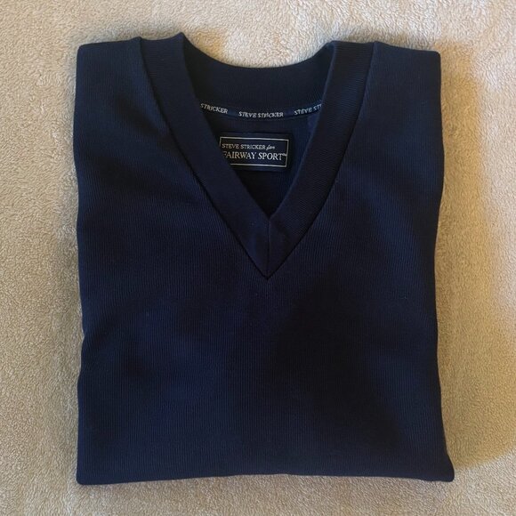 STEVE STRICKER FAIRWAY SPORT Men's Cotton Sweater Vest Size L in color Navy Blue - Picture 1 of 3